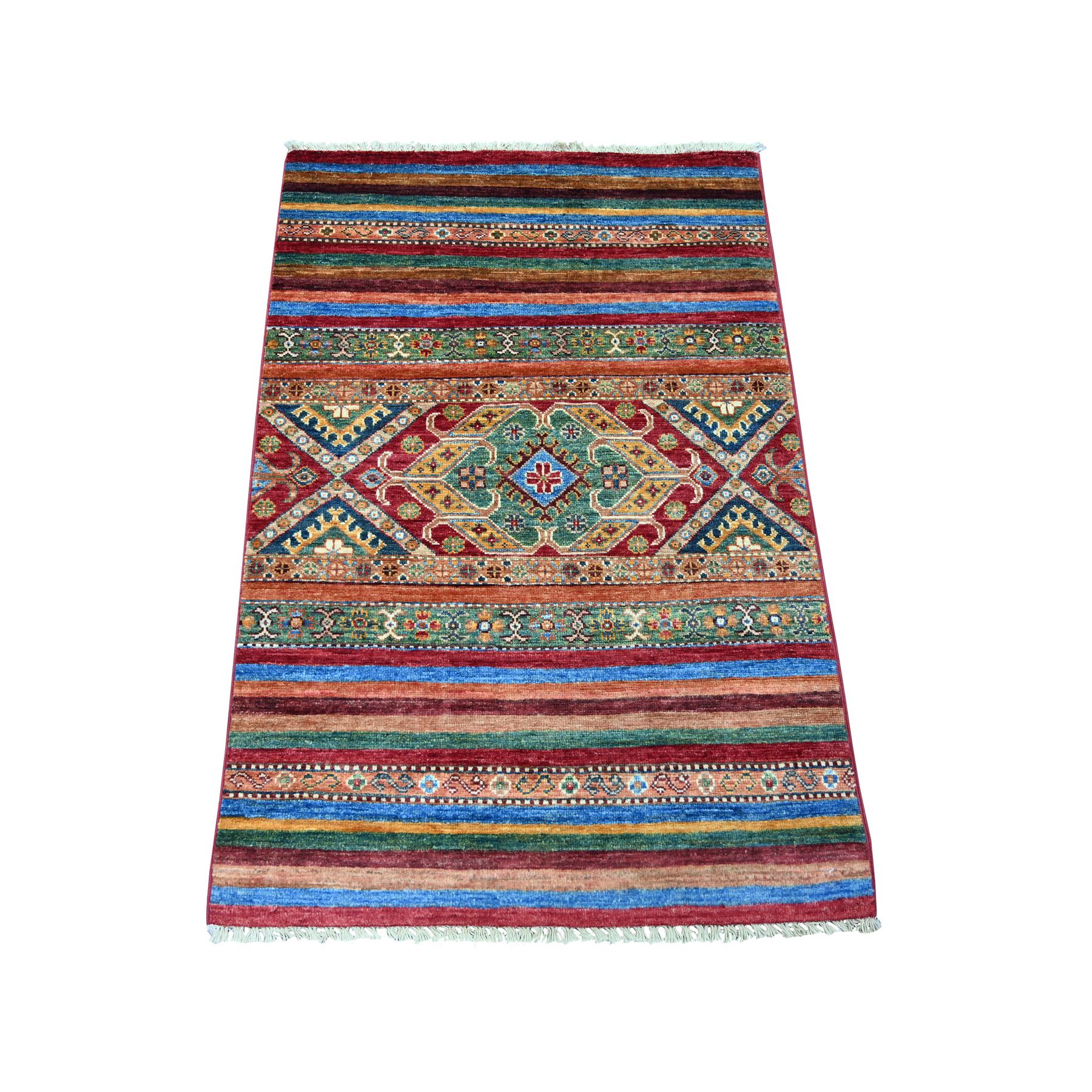 Tawny Brown, Afghan Super Kazak with Khorjin Design, Hand Knotted, Pure Wool, Vegetable Dyes, Mat, Sample, Oriental Rug